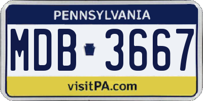 PA license plate MDB3667