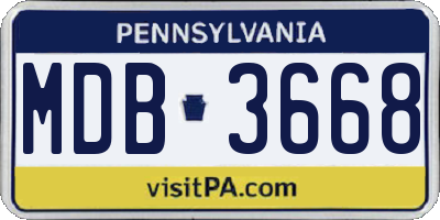 PA license plate MDB3668