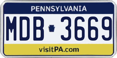 PA license plate MDB3669