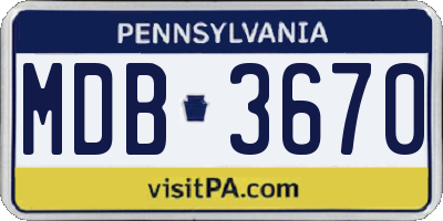 PA license plate MDB3670