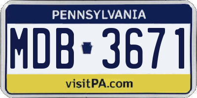 PA license plate MDB3671