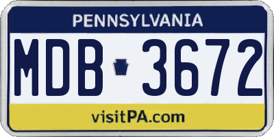 PA license plate MDB3672
