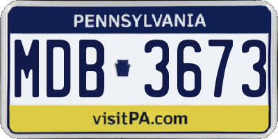PA license plate MDB3673