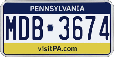 PA license plate MDB3674