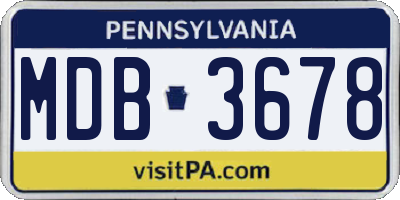 PA license plate MDB3678