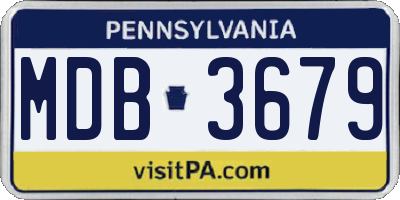 PA license plate MDB3679