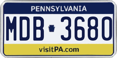 PA license plate MDB3680