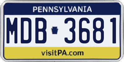 PA license plate MDB3681