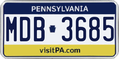 PA license plate MDB3685