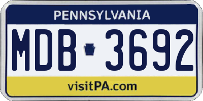 PA license plate MDB3692