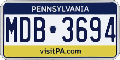 PA license plate MDB3694