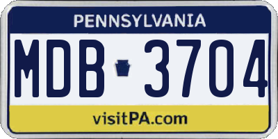 PA license plate MDB3704