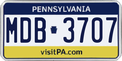 PA license plate MDB3707