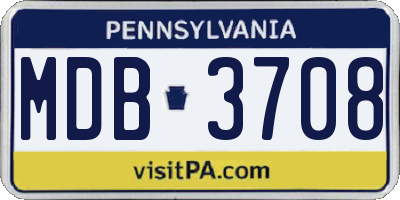 PA license plate MDB3708