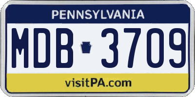 PA license plate MDB3709