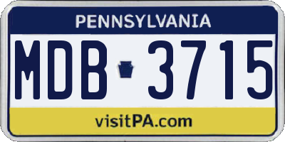 PA license plate MDB3715