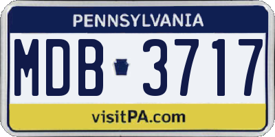 PA license plate MDB3717