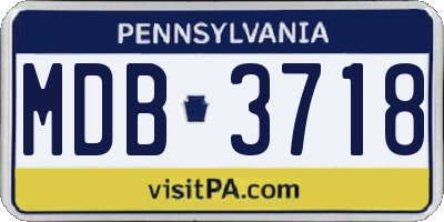 PA license plate MDB3718