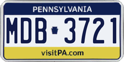 PA license plate MDB3721