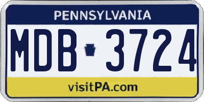 PA license plate MDB3724