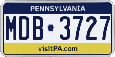 PA license plate MDB3727