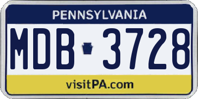 PA license plate MDB3728