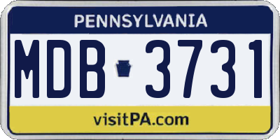 PA license plate MDB3731