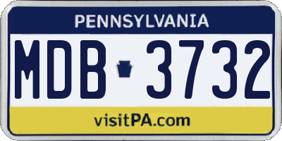 PA license plate MDB3732