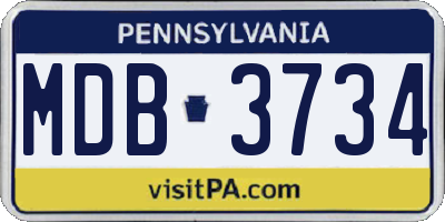 PA license plate MDB3734