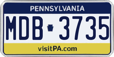 PA license plate MDB3735