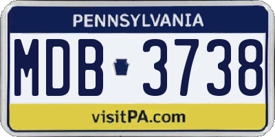 PA license plate MDB3738