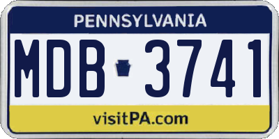 PA license plate MDB3741