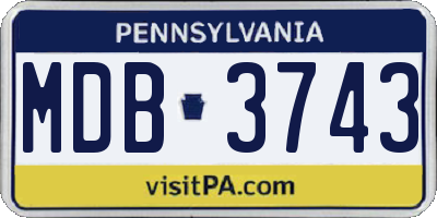 PA license plate MDB3743