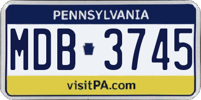 PA license plate MDB3745