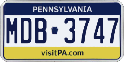 PA license plate MDB3747