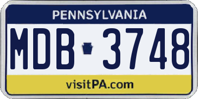 PA license plate MDB3748