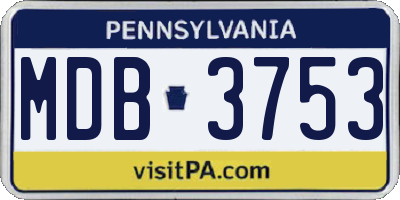 PA license plate MDB3753