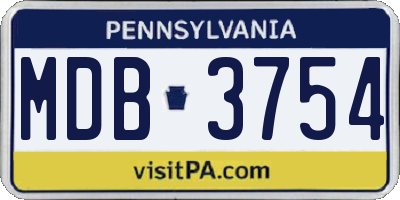 PA license plate MDB3754