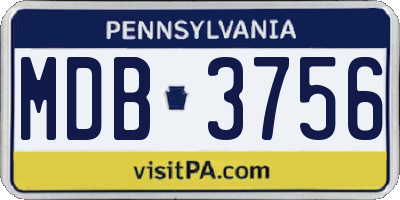 PA license plate MDB3756
