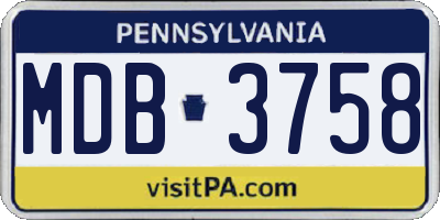 PA license plate MDB3758