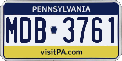 PA license plate MDB3761