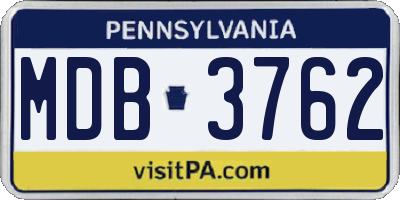 PA license plate MDB3762
