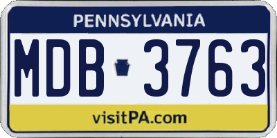 PA license plate MDB3763