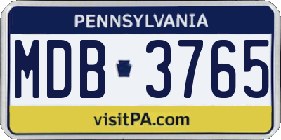 PA license plate MDB3765