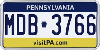 PA license plate MDB3766