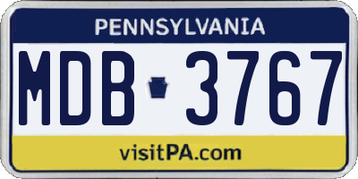 PA license plate MDB3767