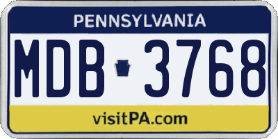 PA license plate MDB3768