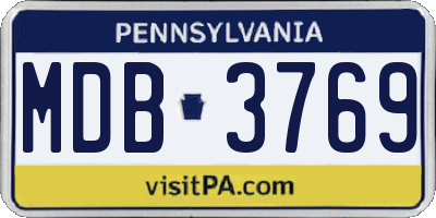 PA license plate MDB3769