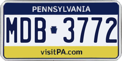 PA license plate MDB3772