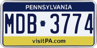 PA license plate MDB3774